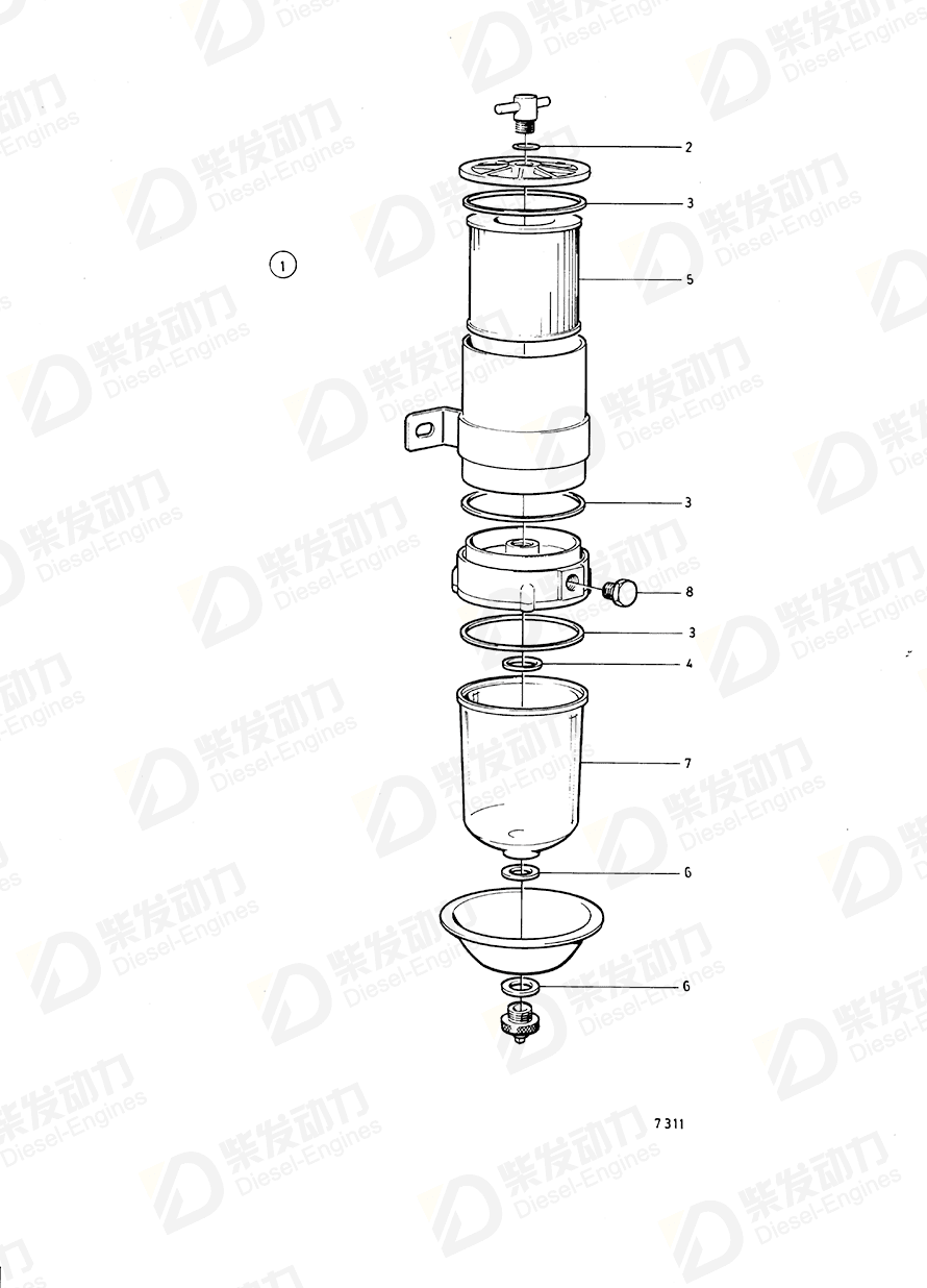 VOLVO Fuel filter 848044 Drawing